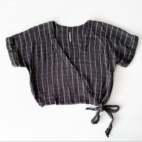 Free People Textured Grid Wrap-front top - Picture 5 of 11